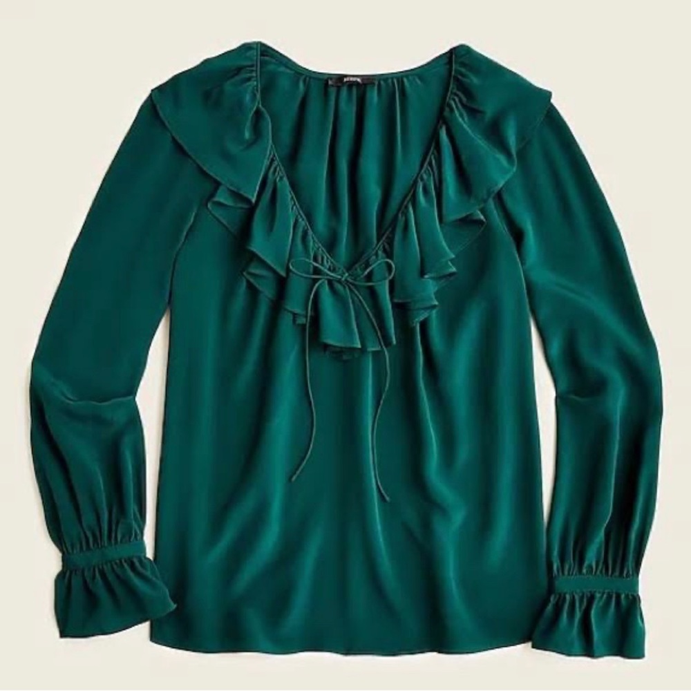 J Crew Silk Ruffle Top